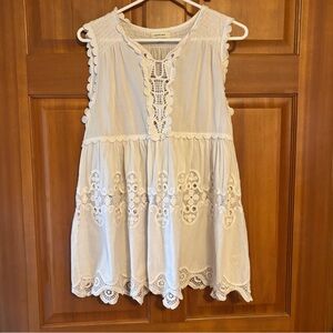 Max Studio White Lace Boho Tank Top